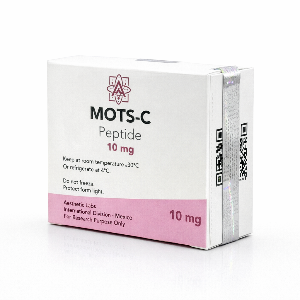 Vial liofilizado de 10mg Serie-M7 con kit de dilución profesional de Aesthetic Labs para investigación de salud celular.