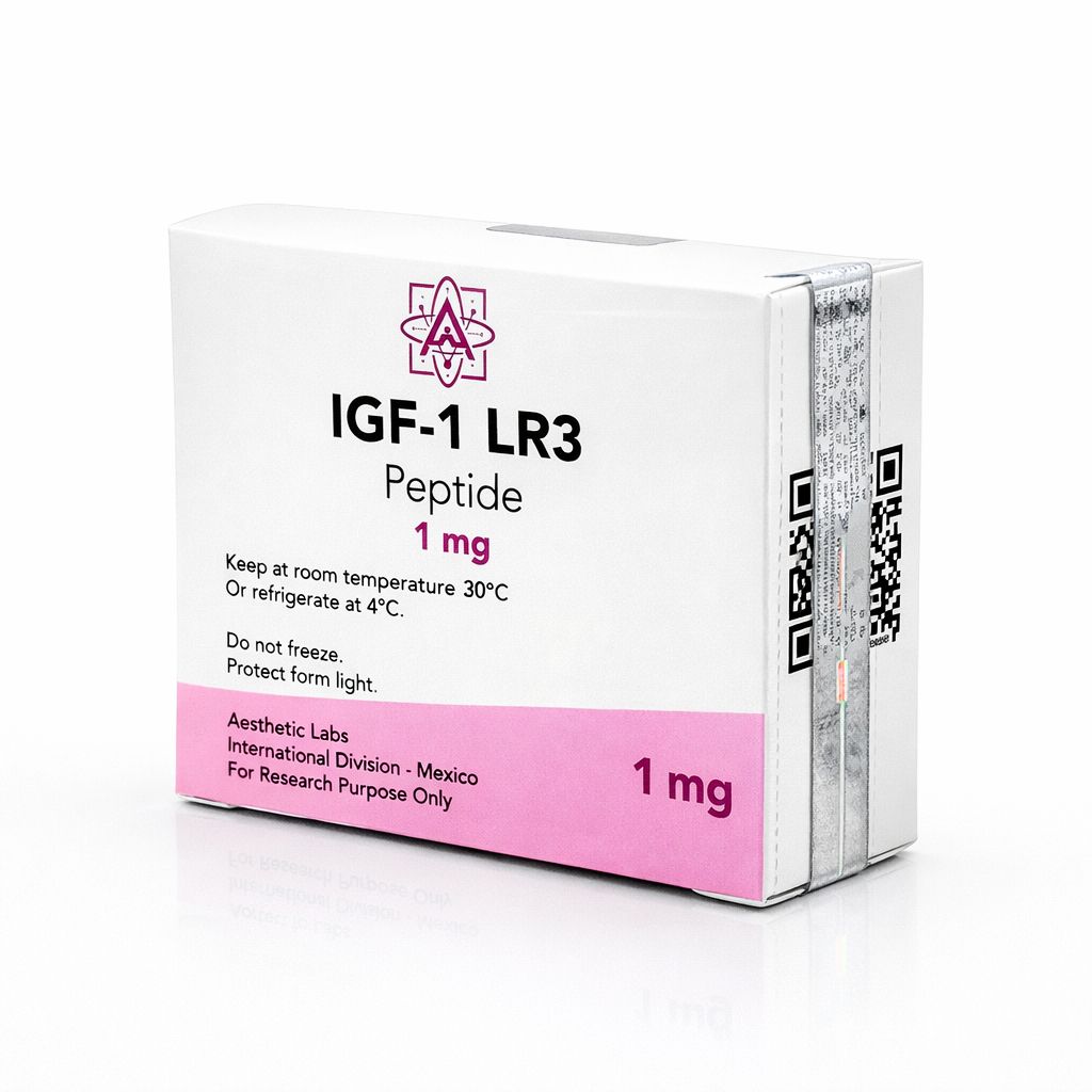 Vial liofilizado de 1mg Serie-L3 con kit de dilución profesional de Aesthetic Labs para protocolos de investigación en biotecnología.