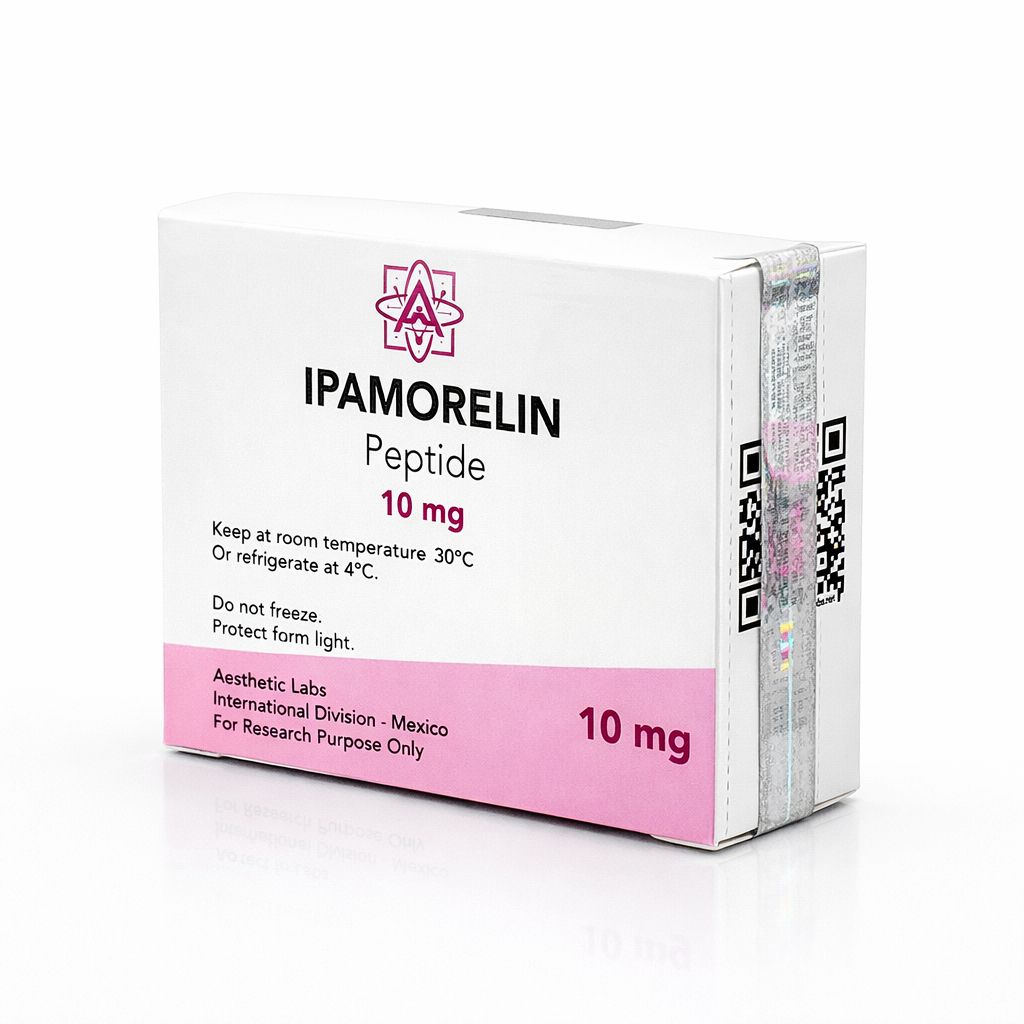 Vial liofilizado de 10mg Serie-Ipa con kit de dilución profesional de Aesthetic Labs para protocolos de investigación biotecnológica.